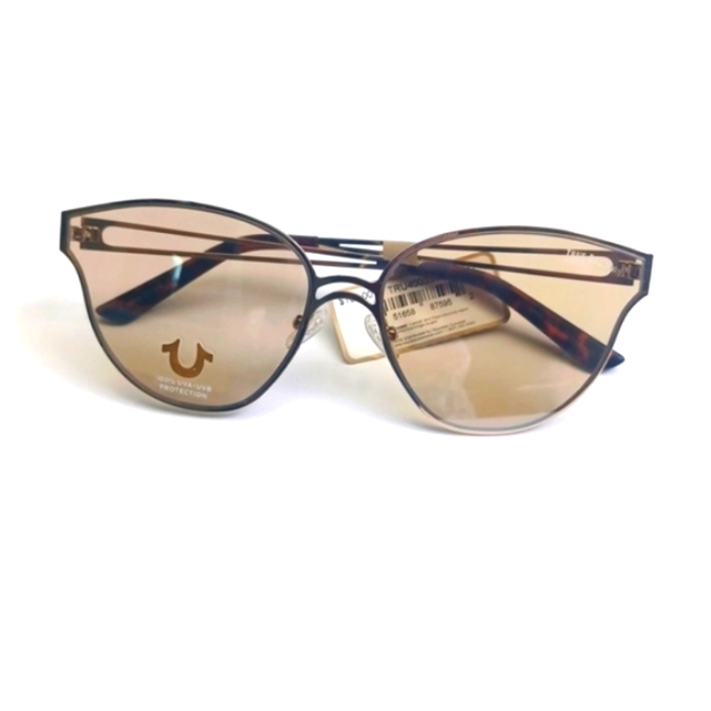 New! True Religion Women's Sunglasses Gold Aviator 100 UVA UVB Protection